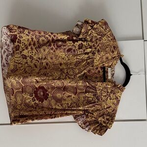 Ulla Johnson Floral Blouse in Brown and Yellow